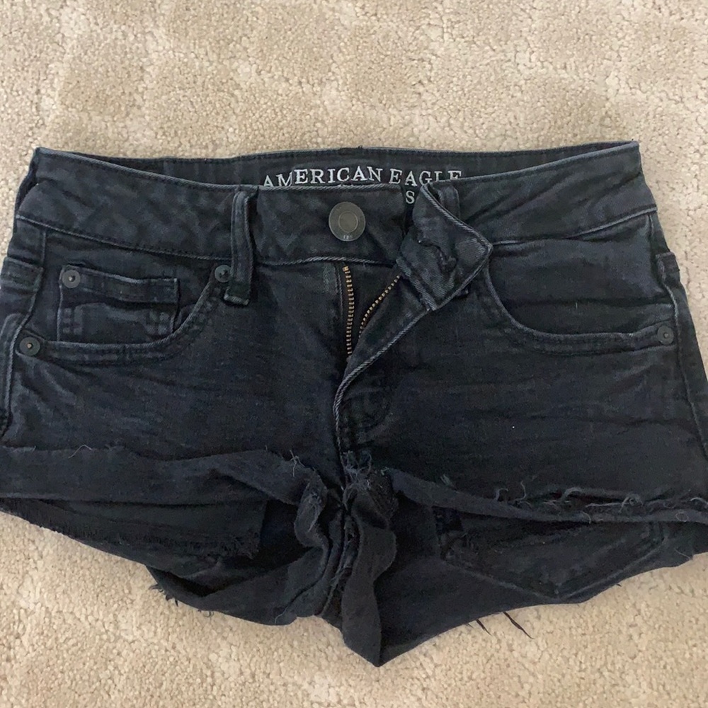 American Eagle Super Low Shortie Black Jean Shorts